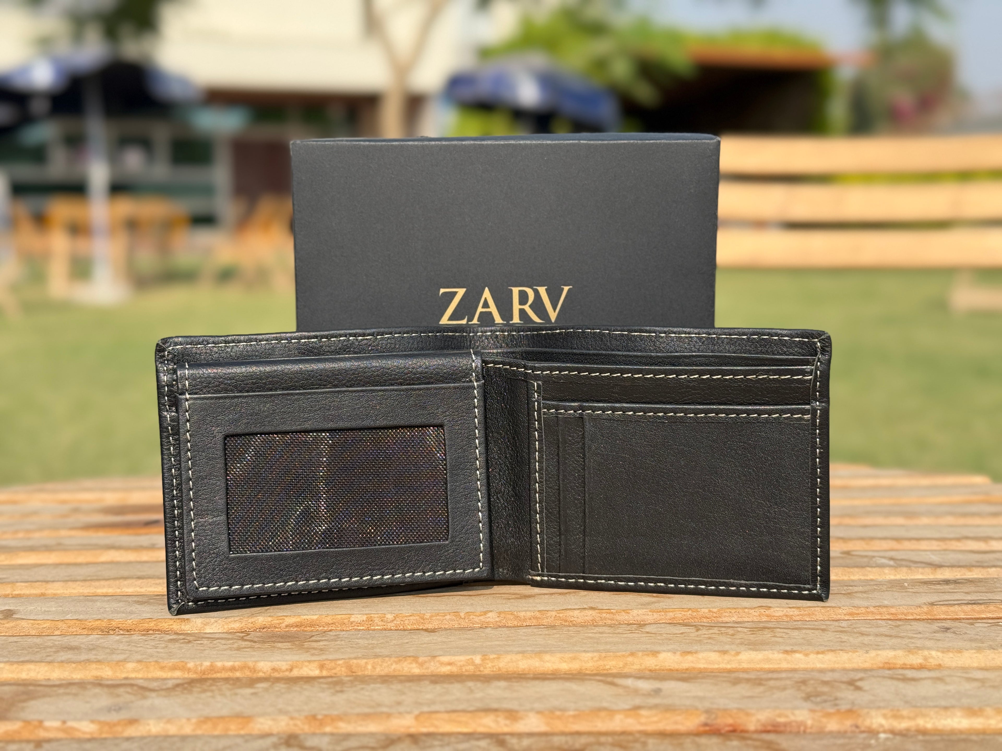 Zarv Zenith Black Minimalist Wallet – Full Grain Premium Leather