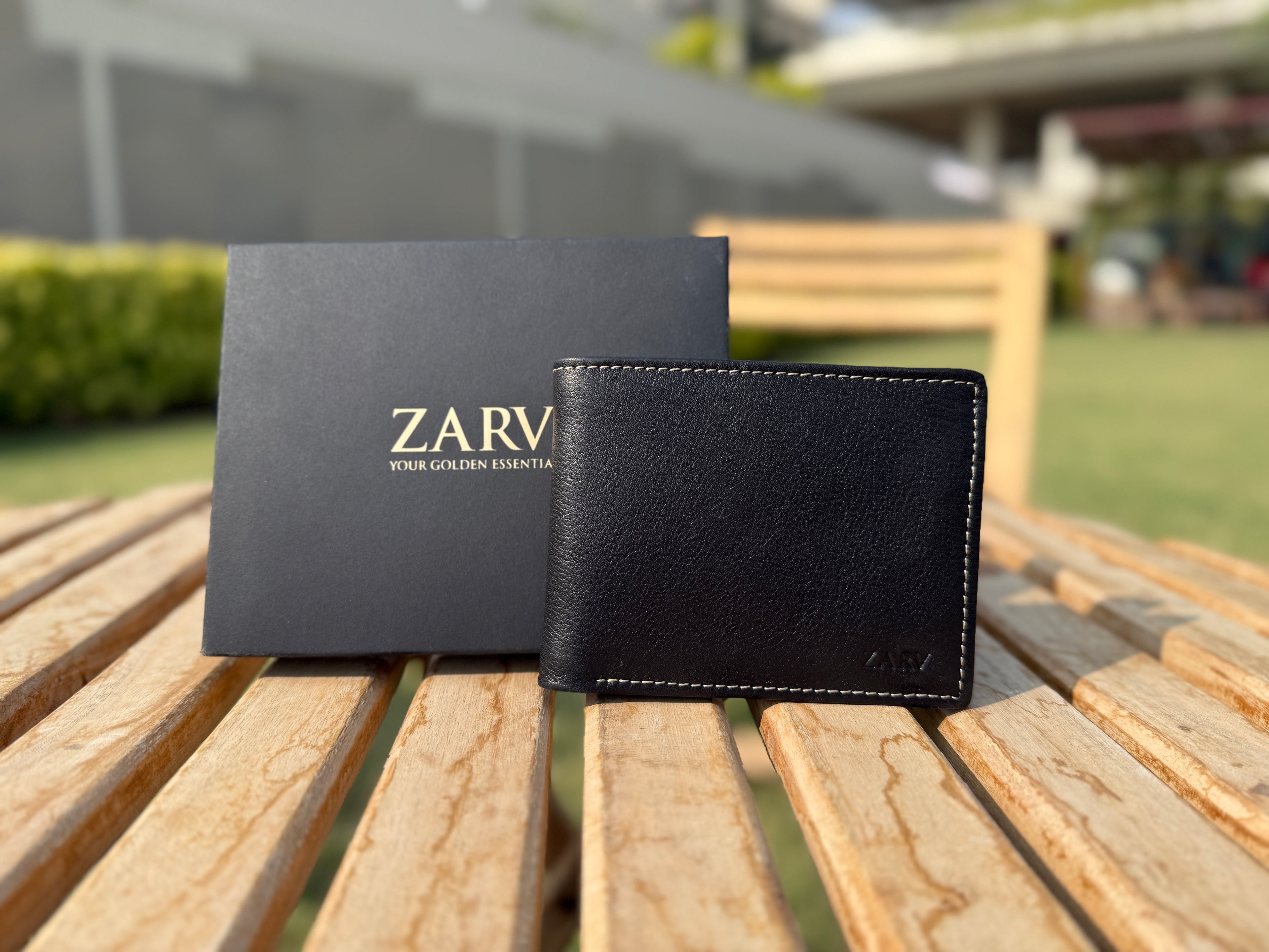 Zarv Zenith Black Minimalist Wallet – Full Grain Premium Leather
